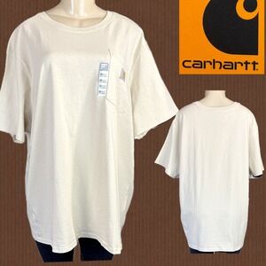 Carhartt +2X Womens Loose Fit Heavyweight Pocket Tee Pearl Beige Short Sleeve